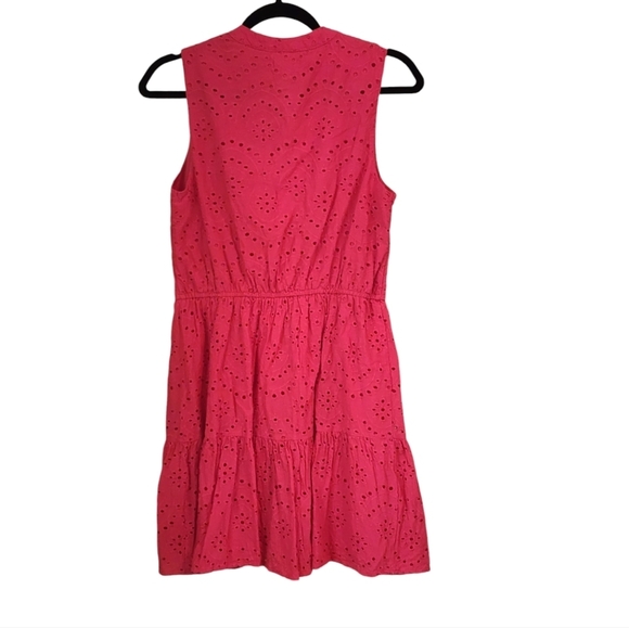 Japna Pink Eyelet Lace Cotton Sleeveless Midi Dress, Size Medium - Picture 2 of 4